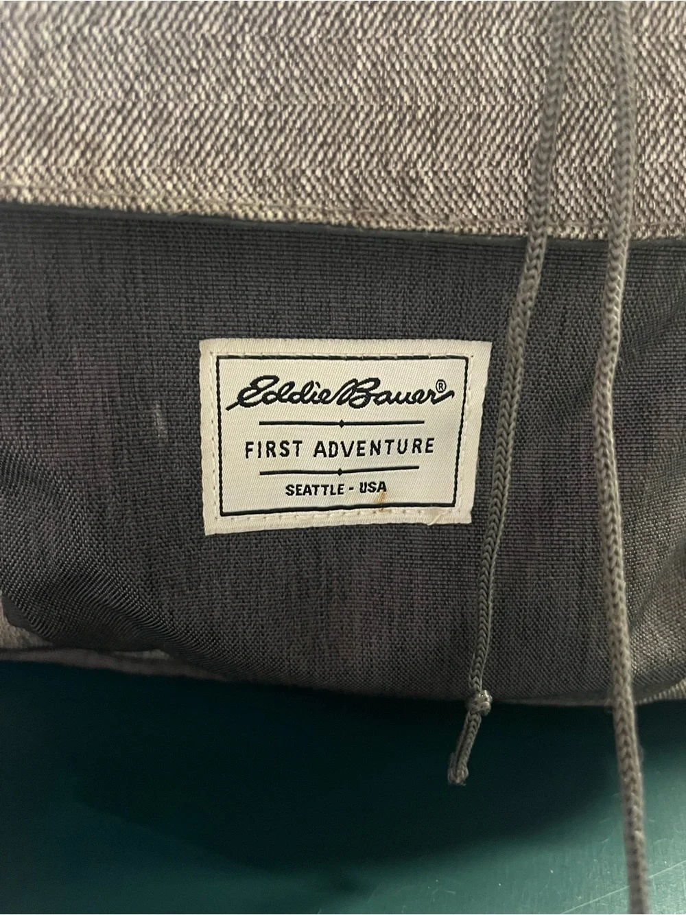 Eddie Bauer First Adventure Gray & Tan Herringbone Diaper Bag Backpack (rack)